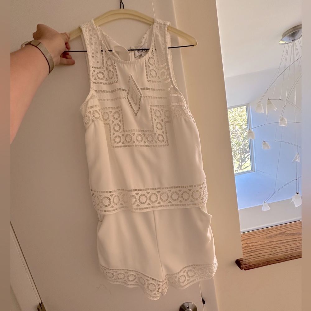 Parker Bianca White Sleeveless Romper size small